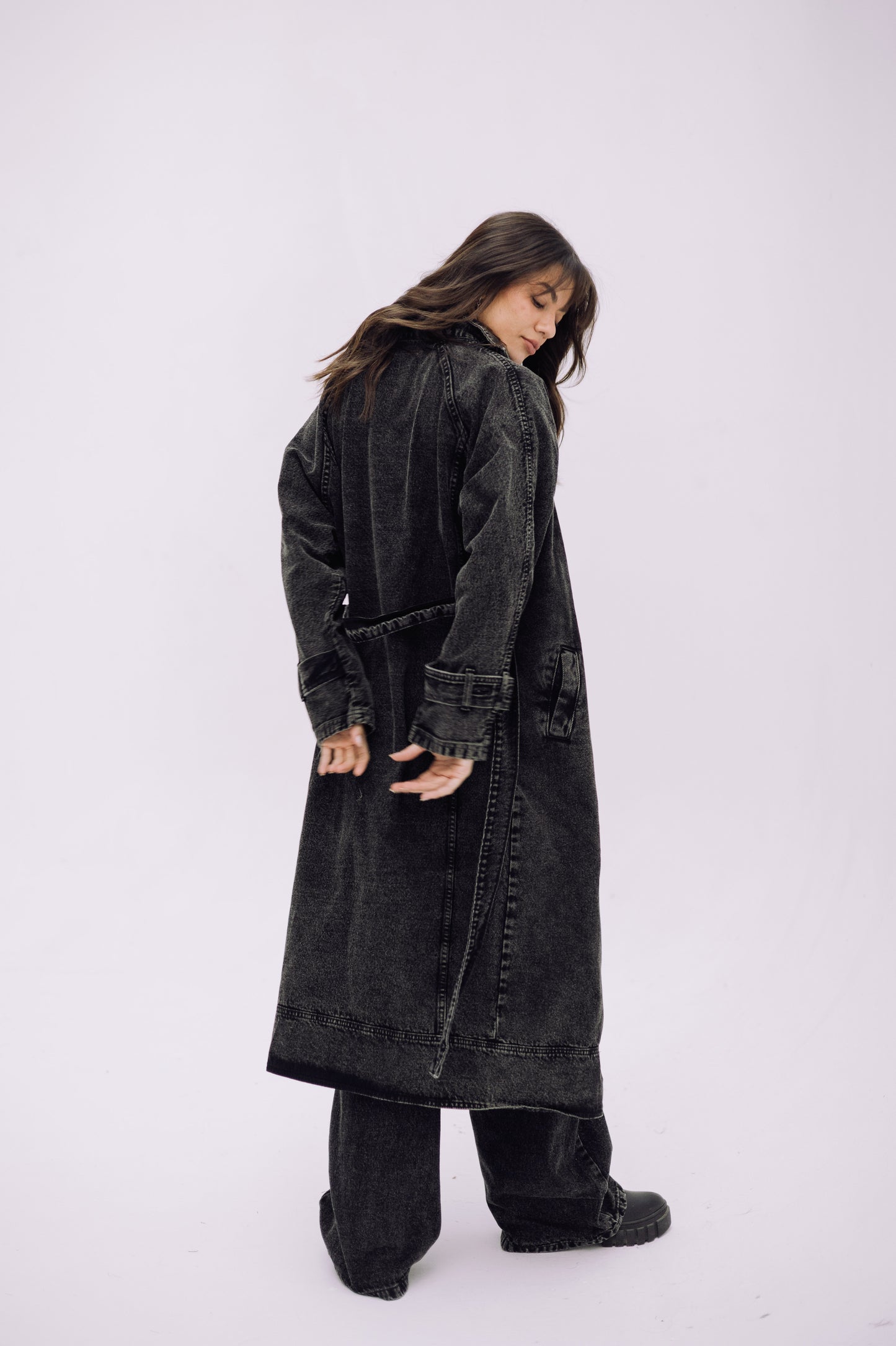 Neat-Fit Denim Coat - Ash Black