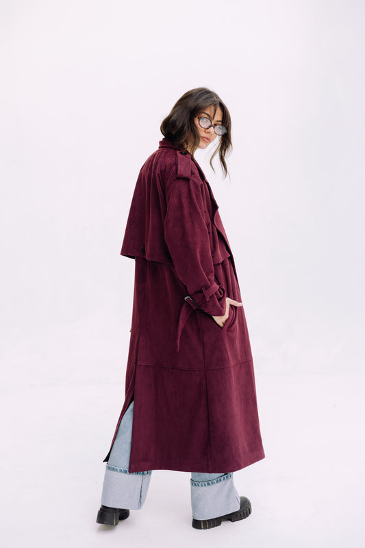 City Girl Trench Coat - Autumn Berry