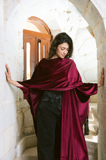 Fringe Edit Kaftan - Burgundy