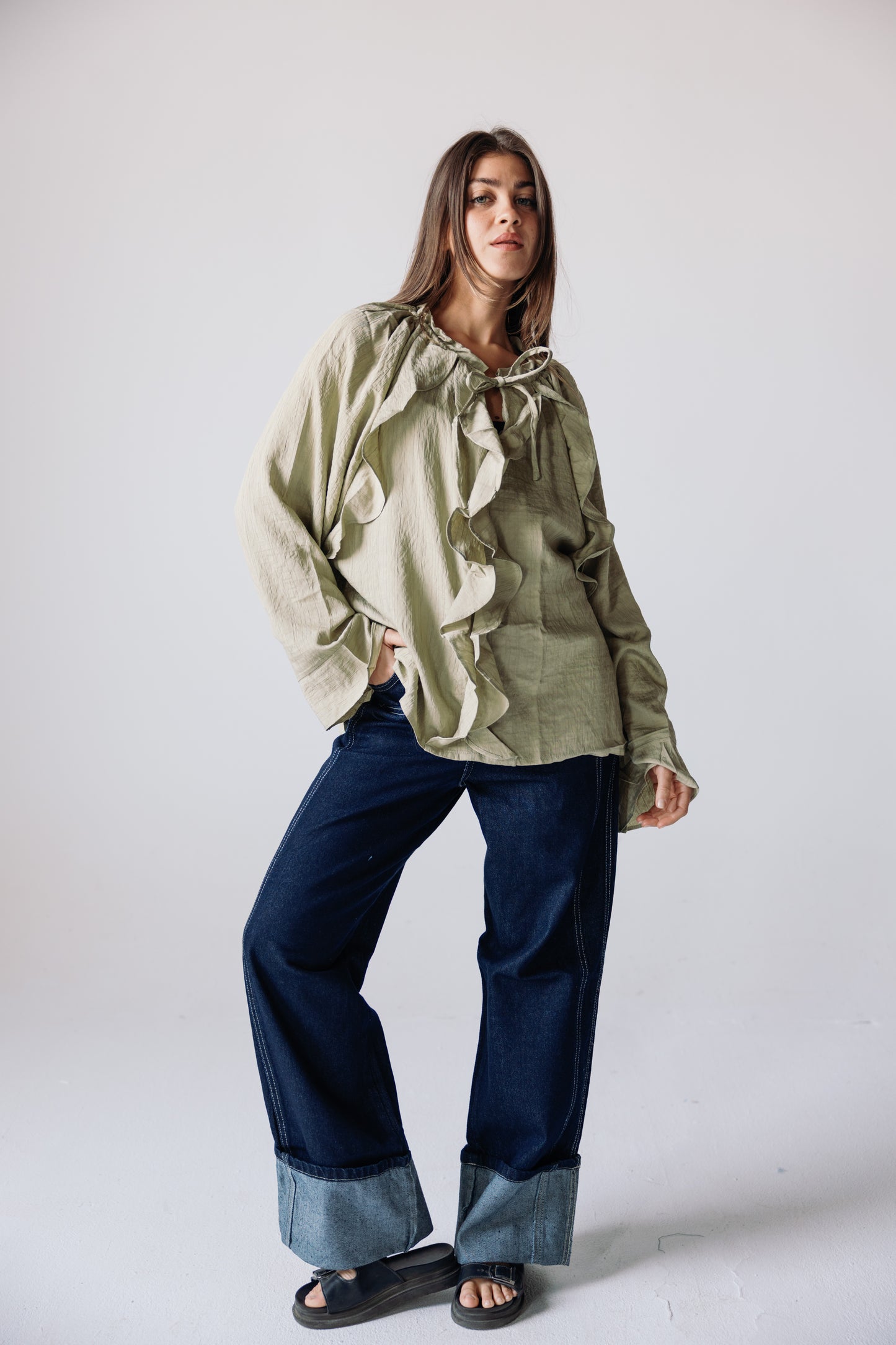 Ruffles Top - Basil
