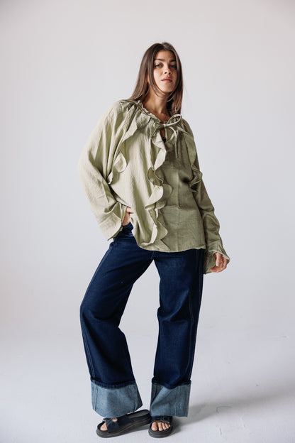 Ruffles Top - Basil