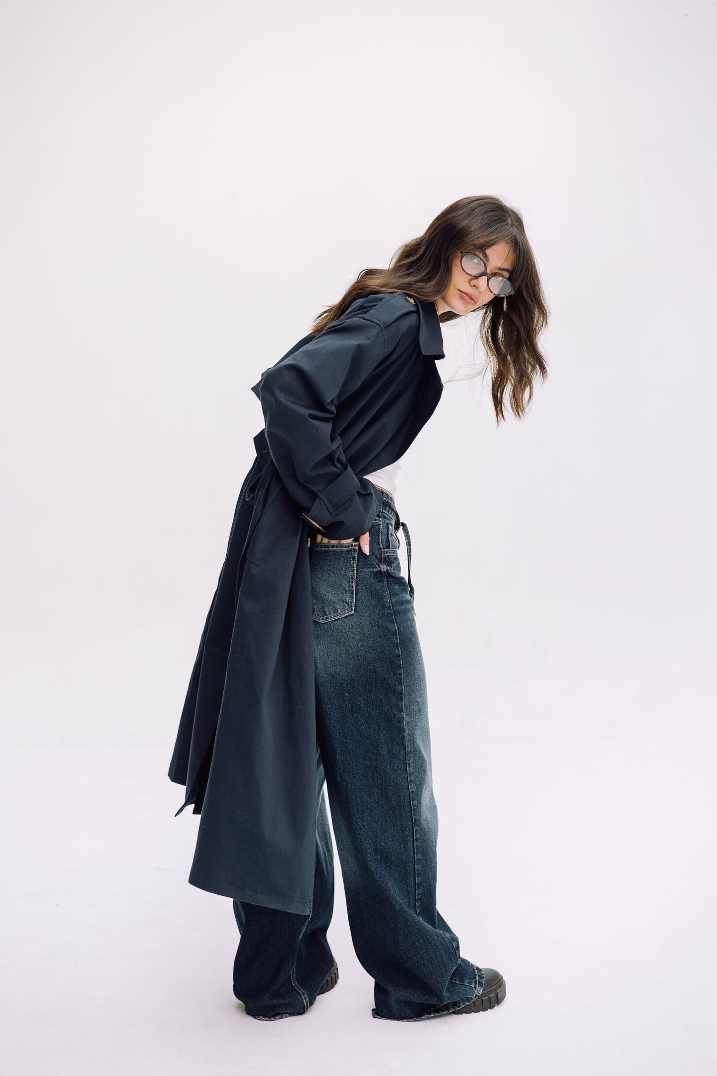 Trench Coat - Navy Blue