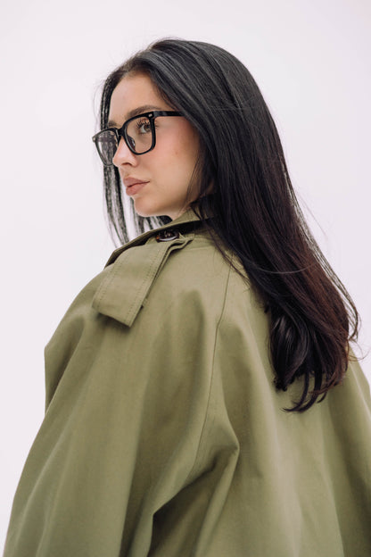 Cropped Trench Jacket - Olive