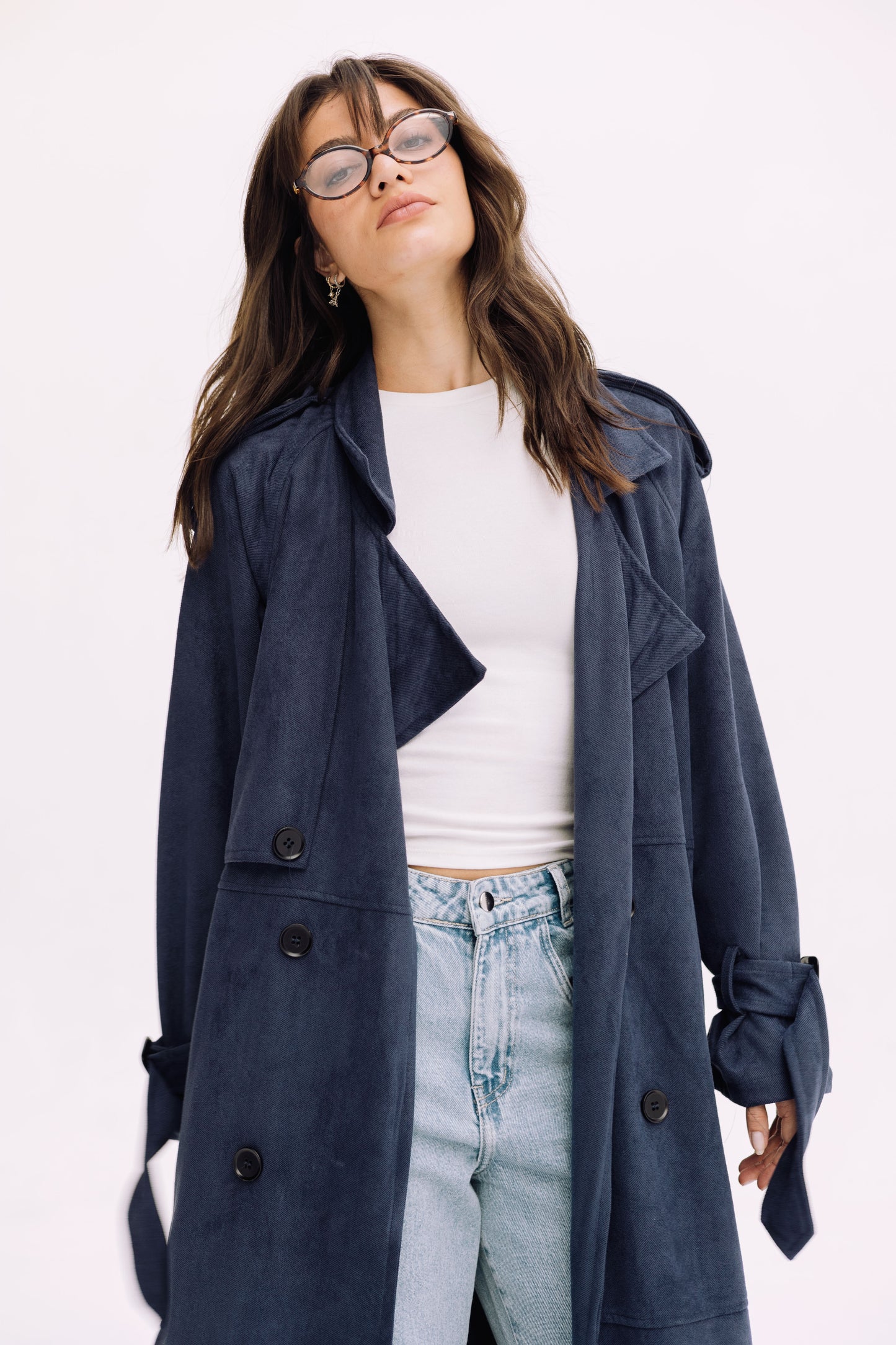 City Girl Trench Coat - Navy