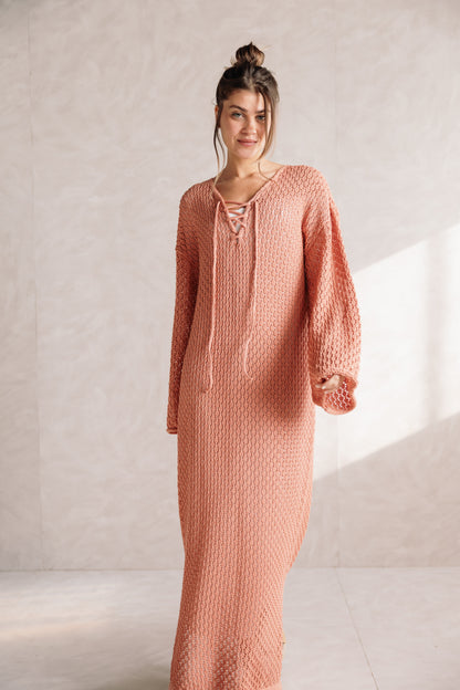 Earthy Knit Dress - Salmon