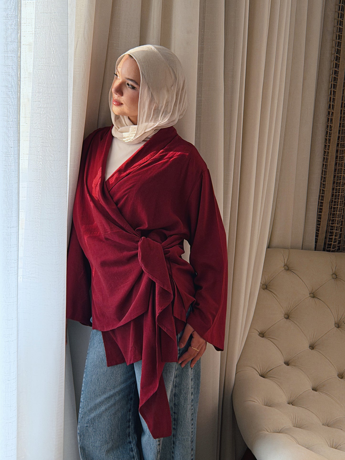 Softly Wrap Kimono - Deep Burgundy
