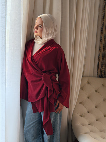 Softly Wrap Kimono - Deep Burgundy