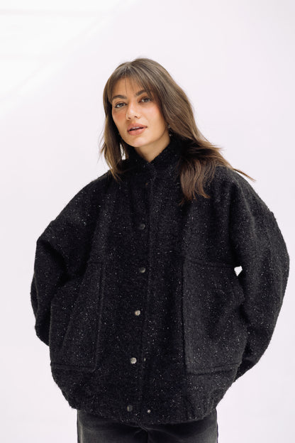 Shimmer Fluff-On Jacket - Black