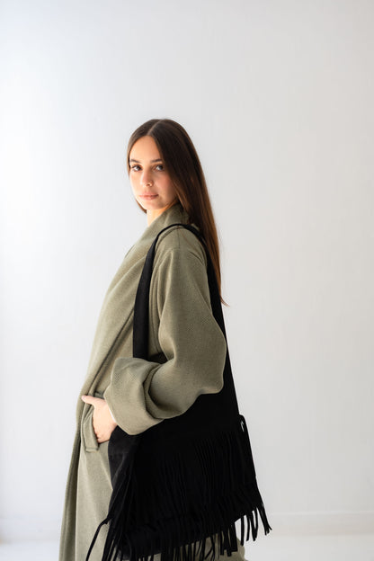The Boho Fringe Bag - Midnight Black