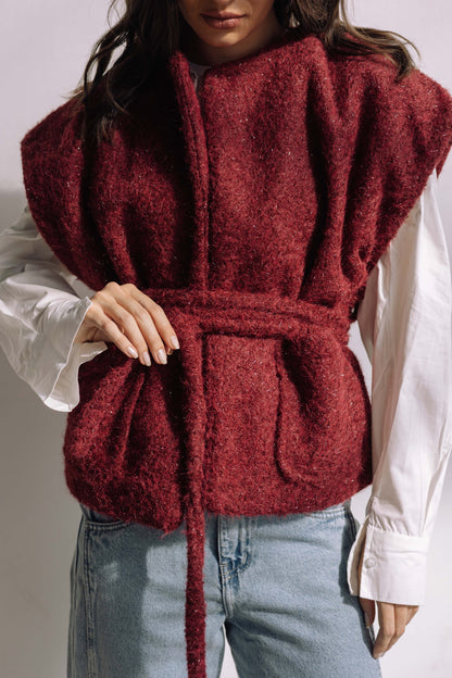 Shimmer Base Edit Vest - Mulberry Red