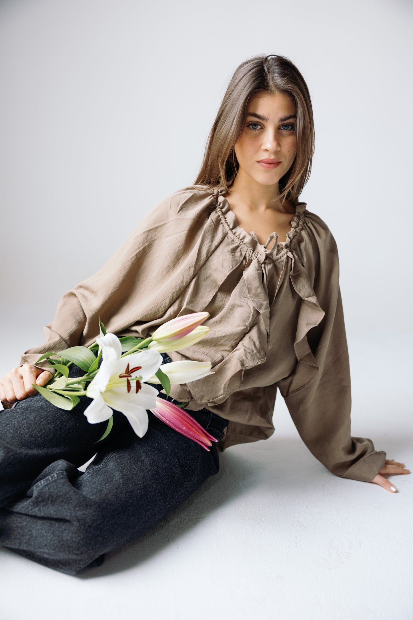 Ruffles Top - Khaki