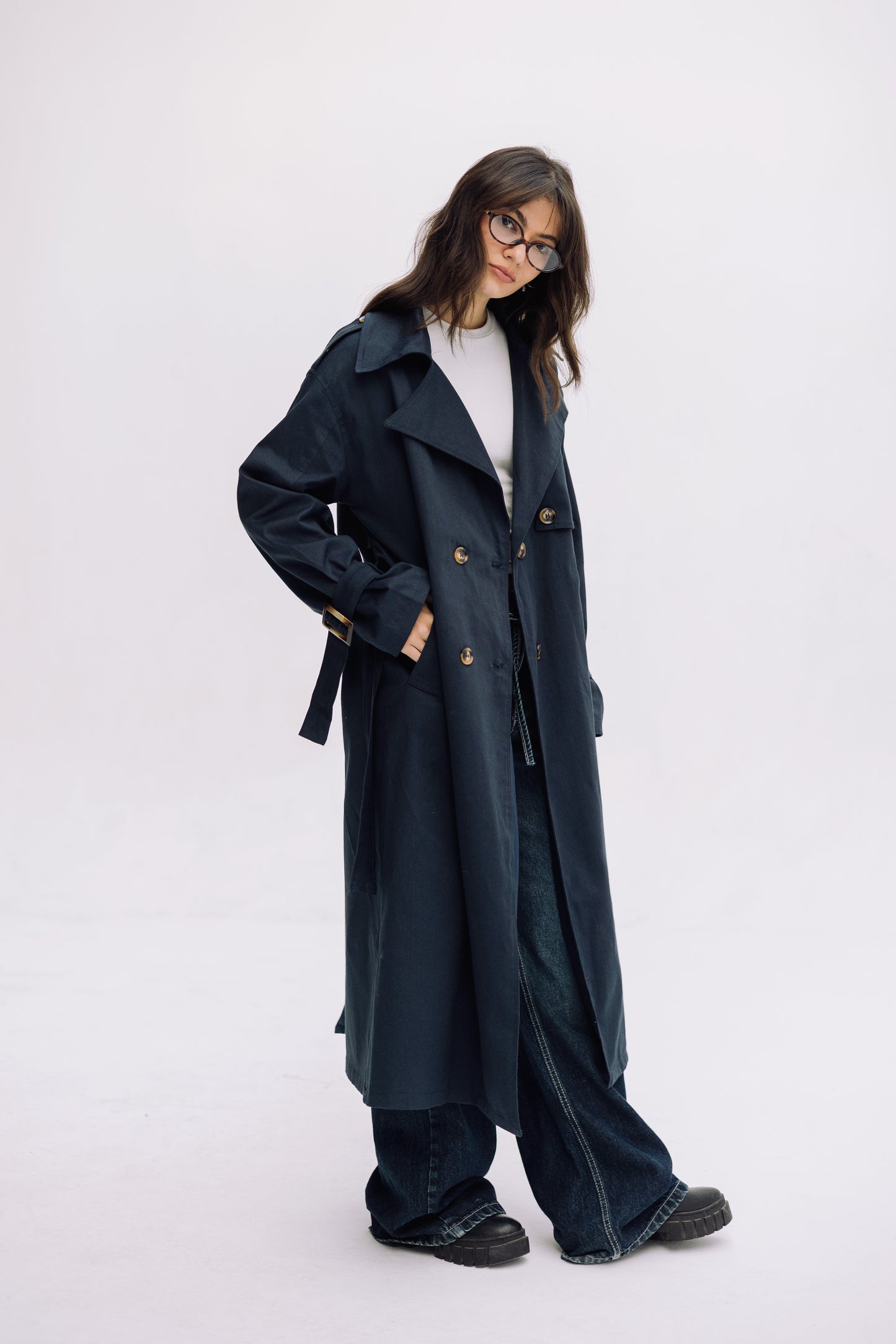 Trench Coat - Navy Blue