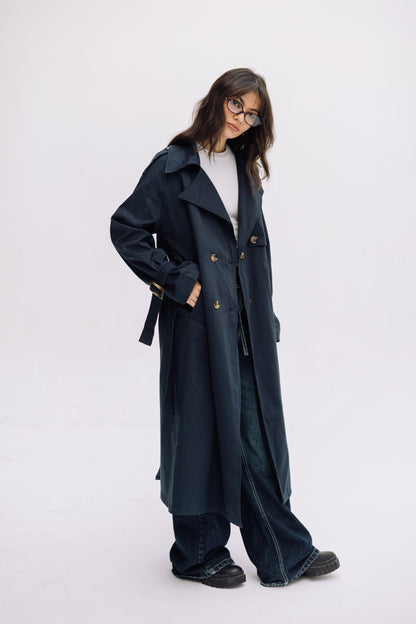 Trench Coat - Navy Blue