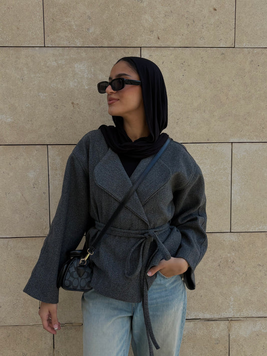 Aurora Belted Jacket - Dusty Grey