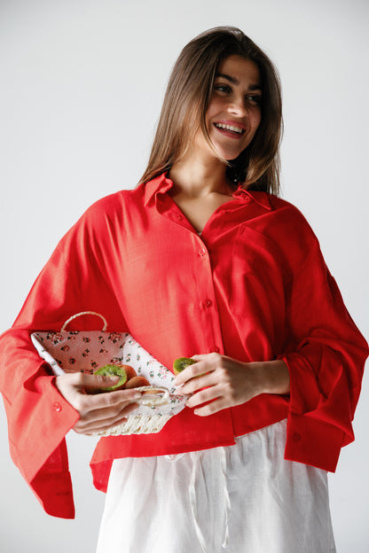 Cropped Shirt - Crimson Red
