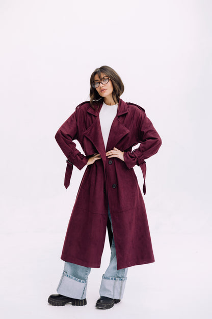 City Girl Trench Coat - Autumn Berry