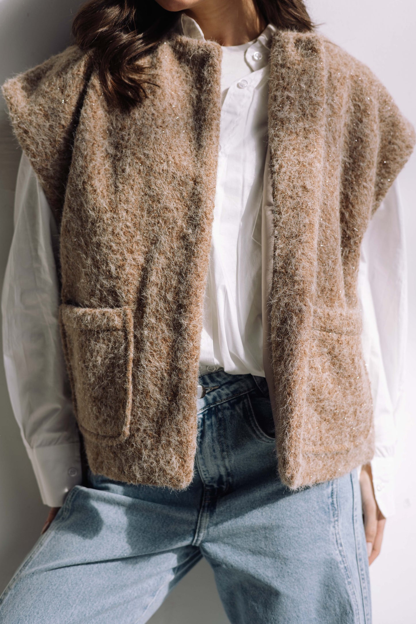 Shimmer Base Edit Vest - Mocha