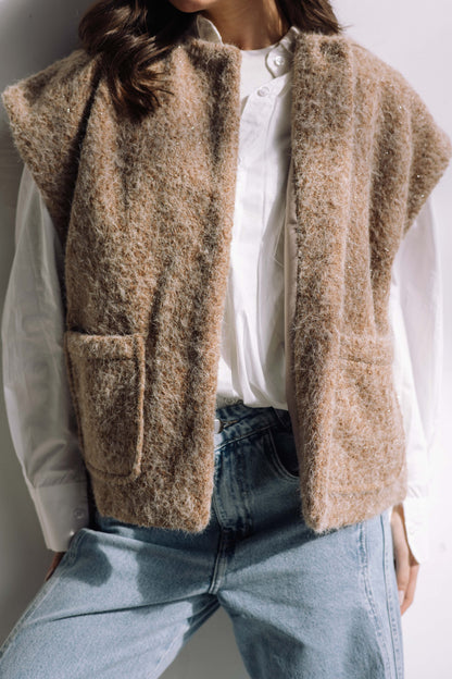 Shimmer Base Edit Vest - Mocha