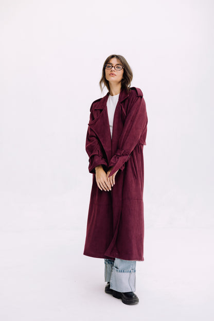 City Girl Trench Coat - Autumn Berry