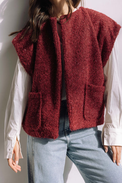 Shimmer Base Edit Vest - Mulberry Red
