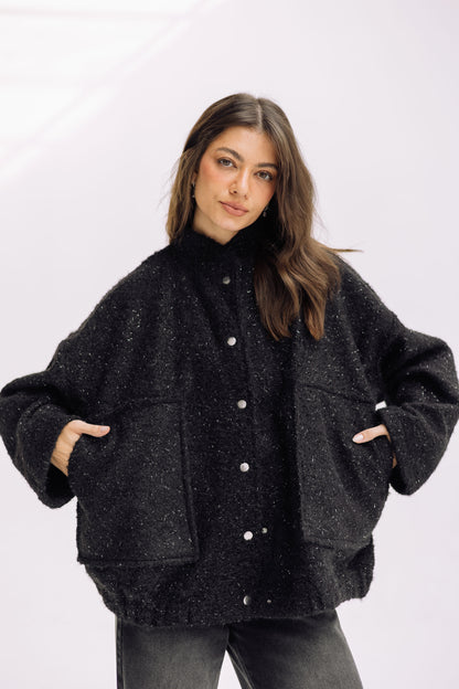 Shimmer Fluff-On Jacket - Black