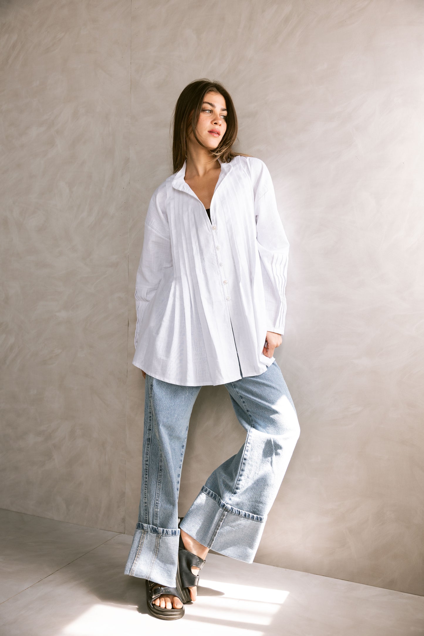Pleated Top - White