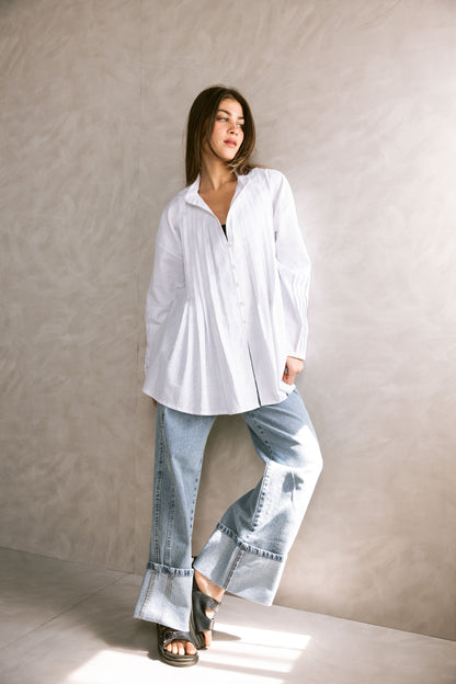 Pleated Top - White