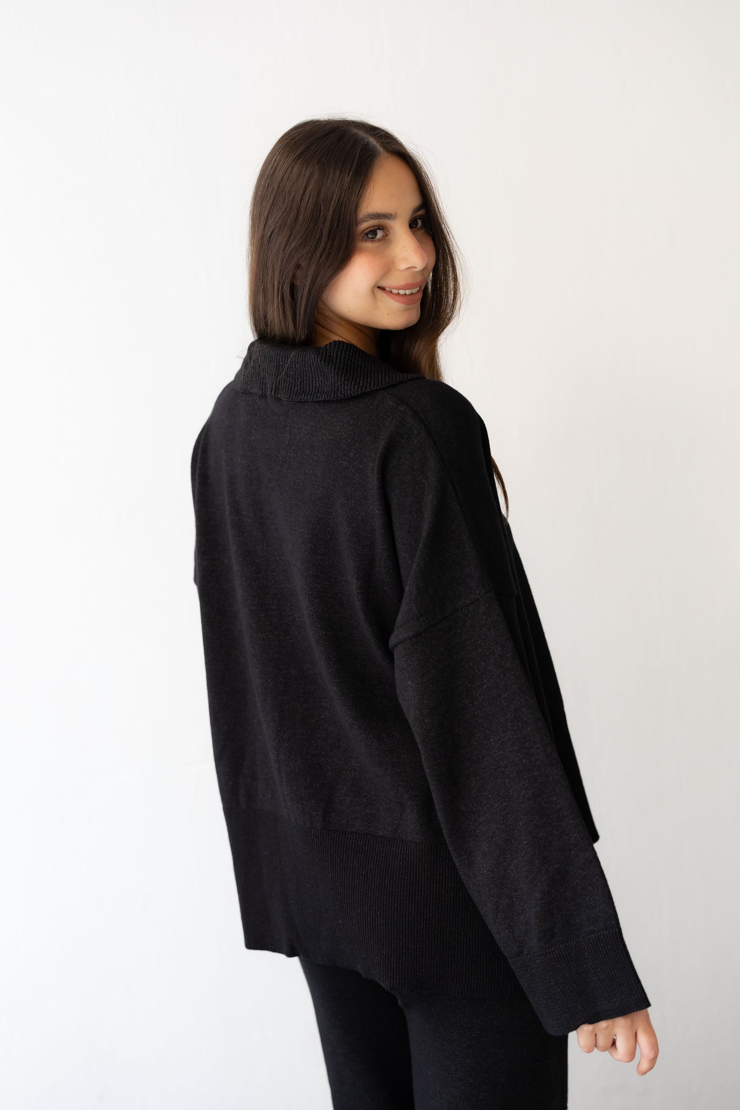 Clouded Warmth Knit Set - Dusty Black