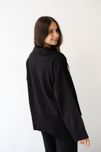 Clouded Warmth Knit Set - Dusty Black