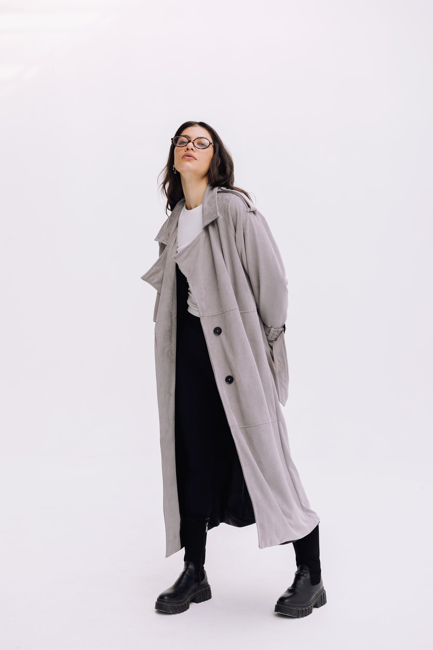 City Girl Trench Coat - Cadet Grey