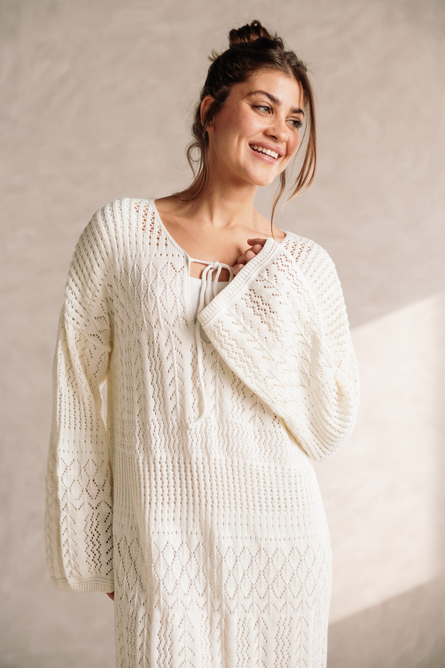Earthy Knit Dress - Cream
