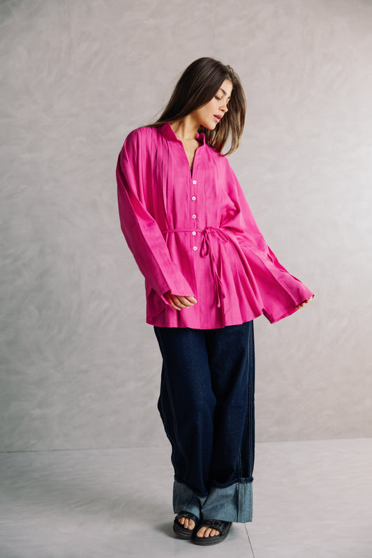Pleated Top - Fuchsia