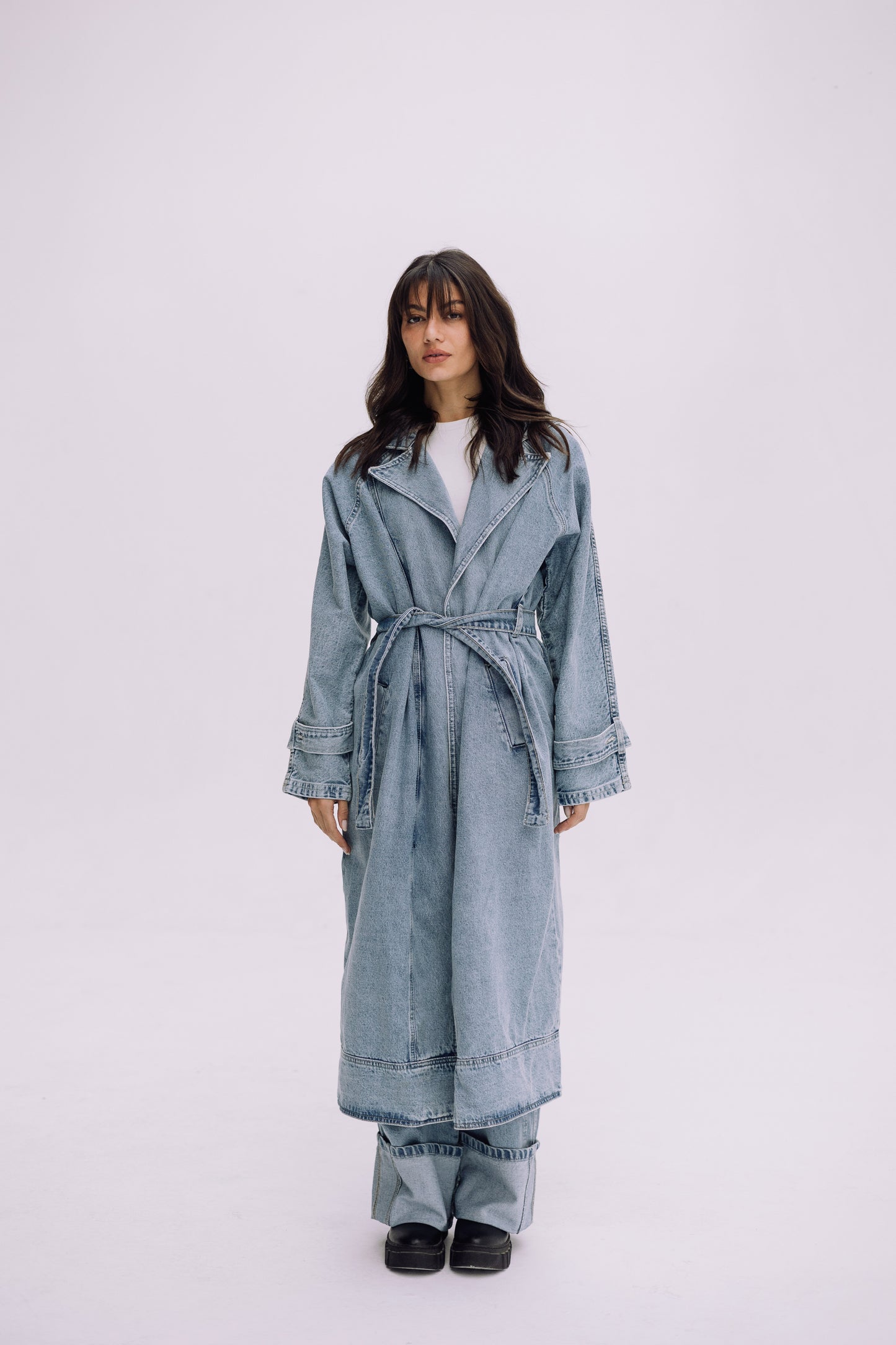 Neat-Fit Denim Coat - Washed Blue