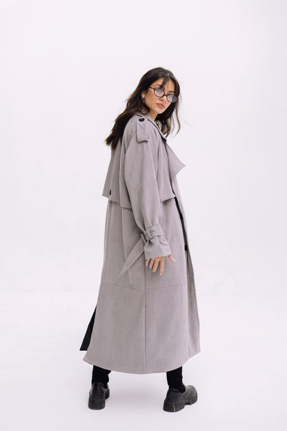 City Girl Trench Coat - Cadet Grey