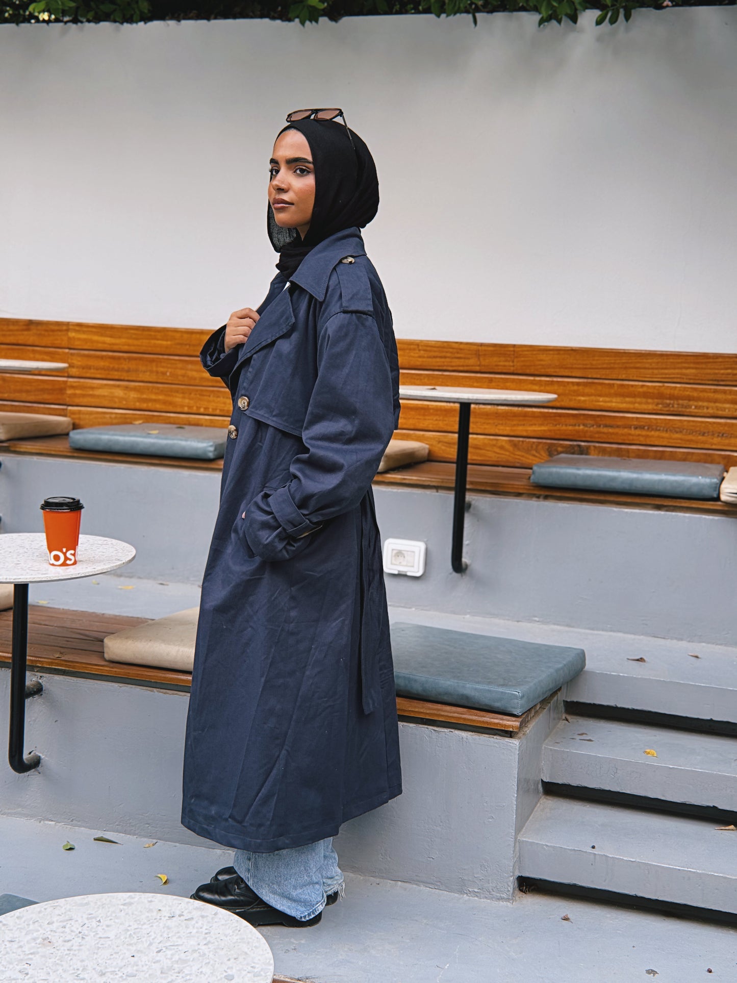 Trench Coat - Navy Blue