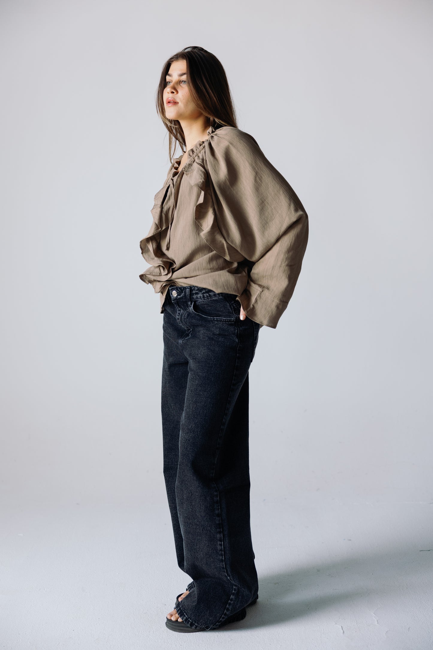 Ruffles Top - Khaki
