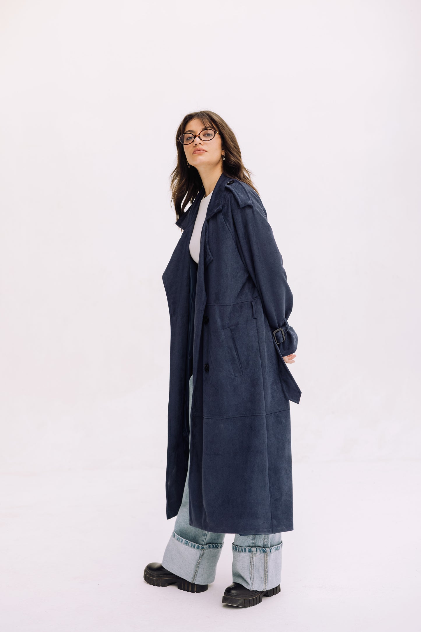 City Girl Trench Coat - Navy