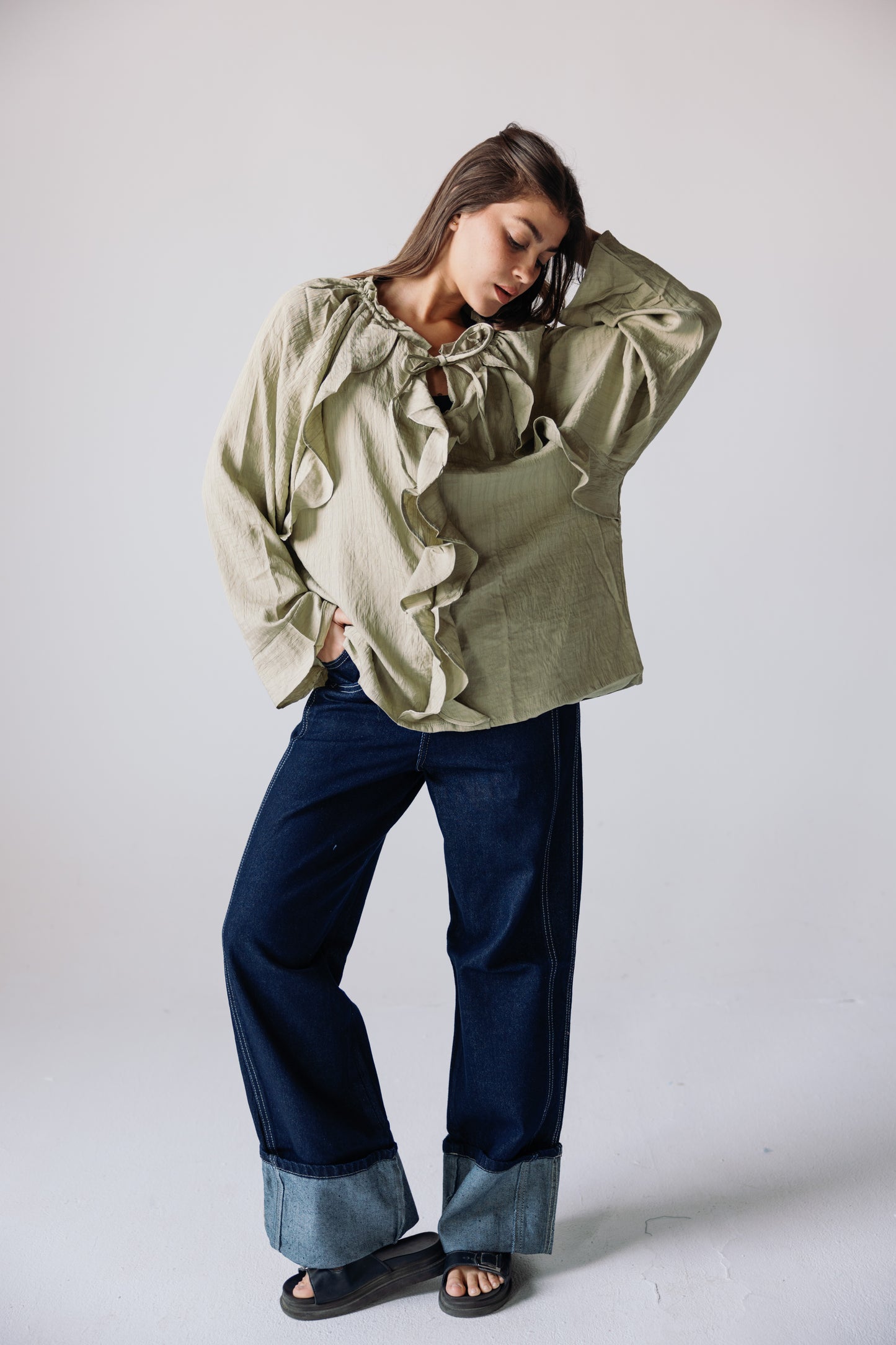 Ruffles Top - Basil