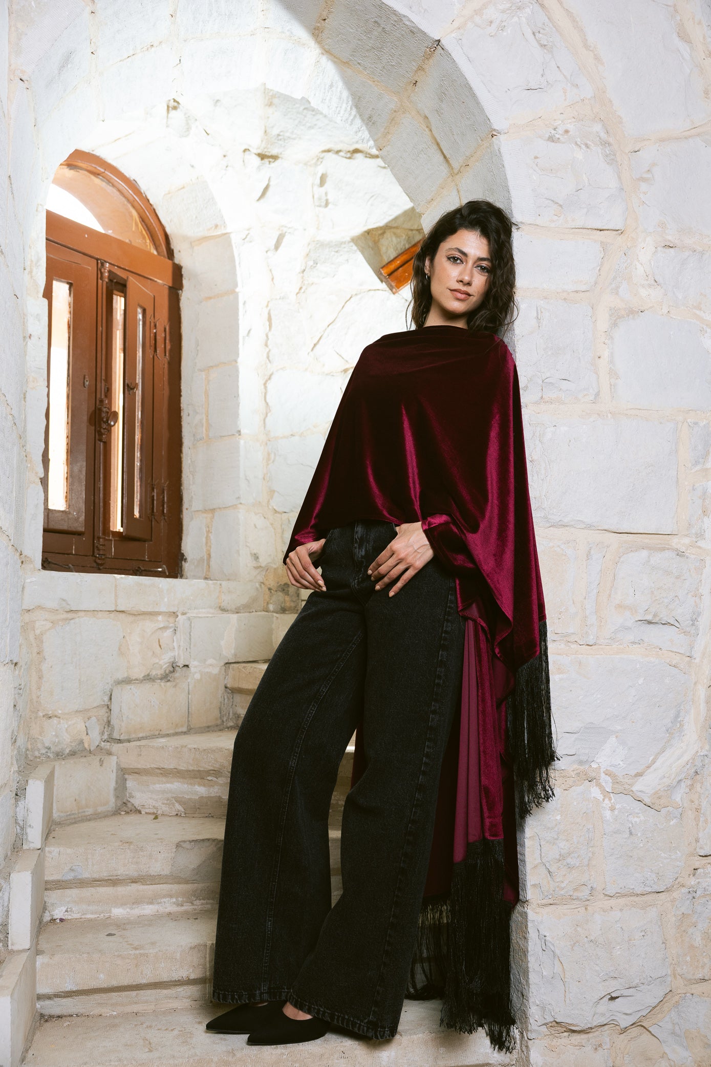Fringe Edit Kaftan - Burgundy