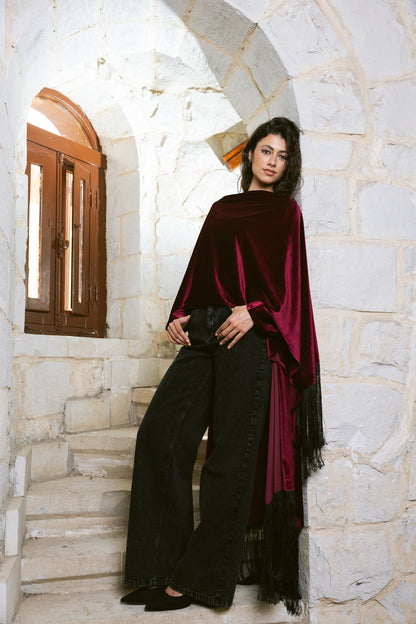 Fringe Edit Kaftan - Burgundy