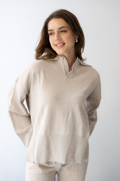 Clouded Warmth Knit Set - Cream