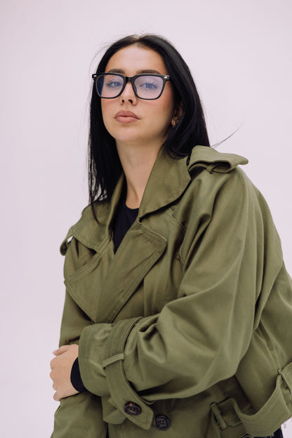 Cropped Trench Jacket - Olive