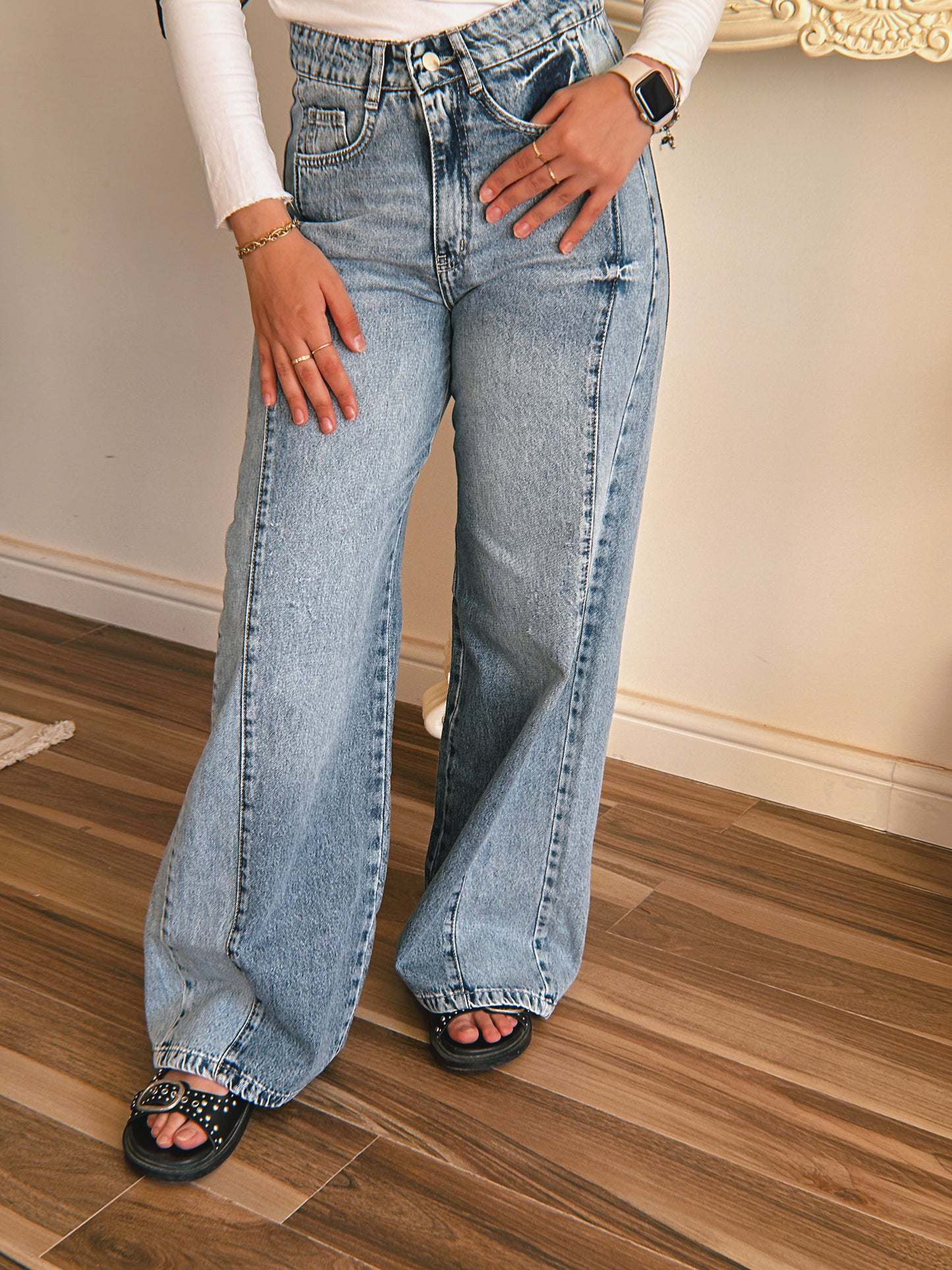 Split Tone Denim Pants