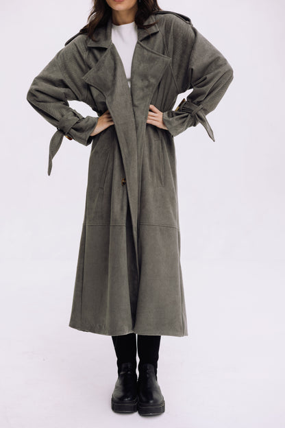City Girl Trench Coat - Olive