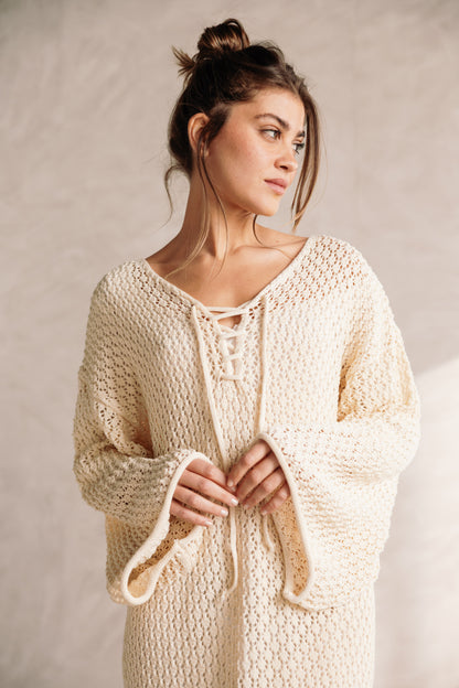Earthy Knit Dress - Cream