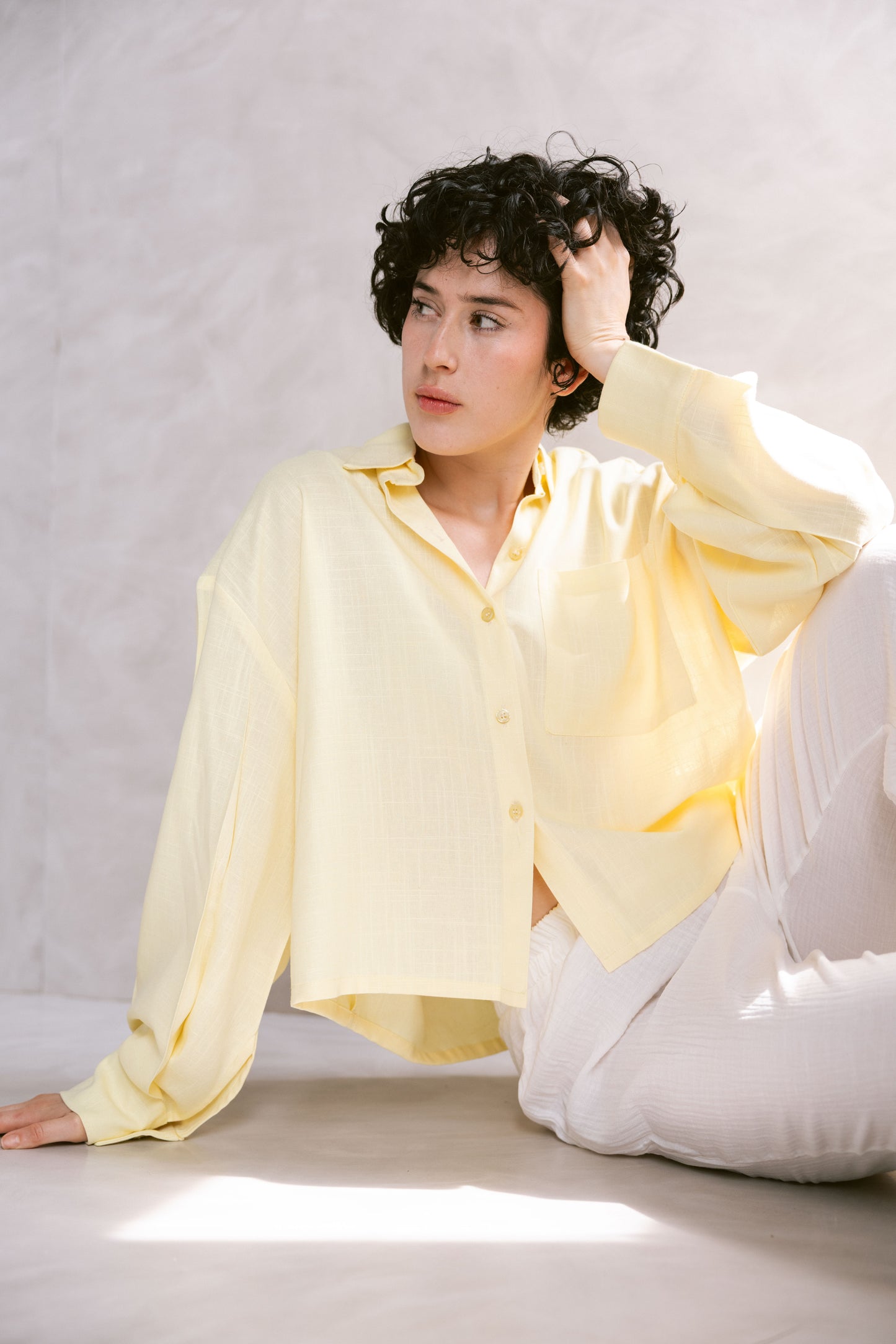 Cropped Shirt - Butter Yellow