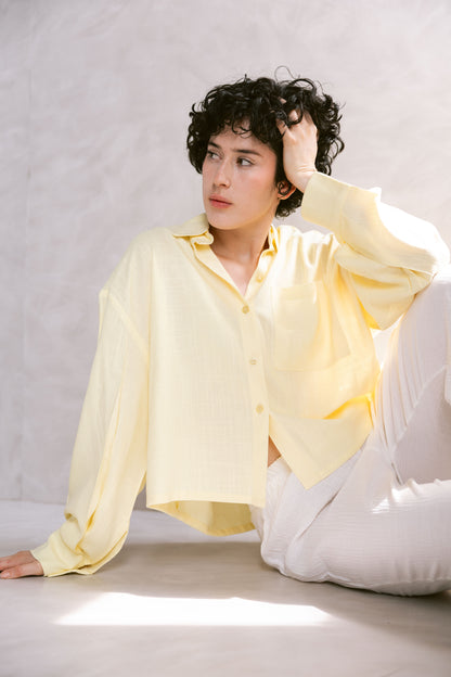 Cropped Shirt - Butter Yellow