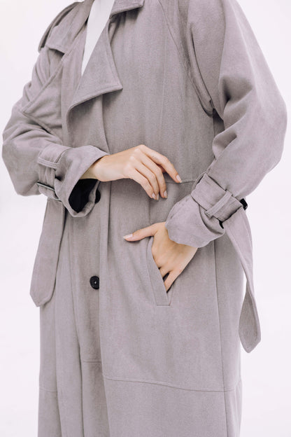 City Girl Trench Coat - Cadet Grey