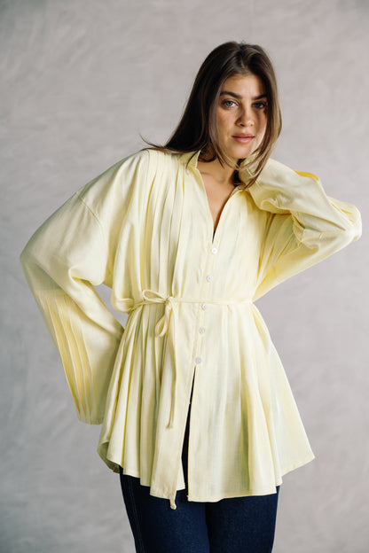 Pleated Top - Powder Yellow