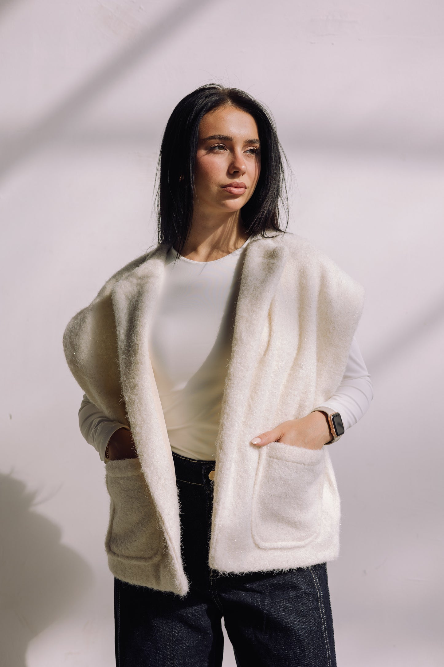 Shimmer Base Edit Vest - Off White